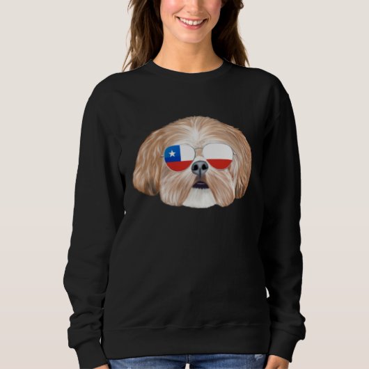 Chilean Flag Shih Tzu Dog Chile Pocket スウェットシャツ (正面)
