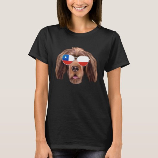 Chilean Flag Sussex Spaniel Dog Chile Pocket Tシャツ (正面)
