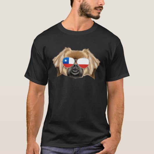 Chilean Flag Tibetan Spaniel Dog Chile Pocket Tシャツ (正面)