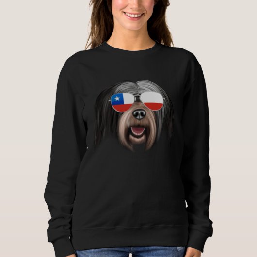 Chilean Flag Tibetan Terrier Dog Chile Pocket スウェットシャツ (正面)