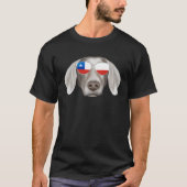 Chilean Flag Weimaraner Dog Chile Pocket Tシャツ (正面)