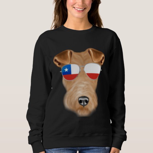 Chilean Flag Wire Fox Terrier Dog Chile Pocket スウェットシャツ (正面)