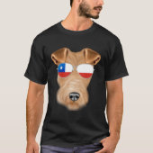 Chilean Flag Wire Fox Terrier Dog Chile Pocket Tシャツ (正面)
