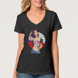 Chilean Girl Latino Pride  Chile Flag Proud Ya Po  Tシャツ