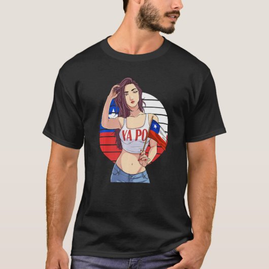 Chilean Girl Latino Pride  Chile Flag Proud Ya Po  Tシャツ (正面)