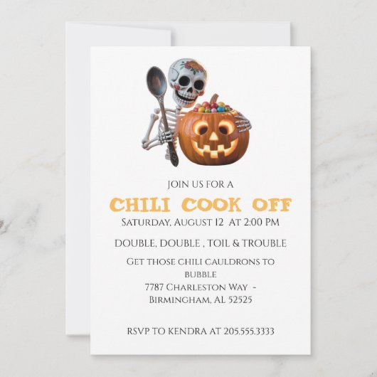  Chili Cook Off Halloween 招待状 (正面)