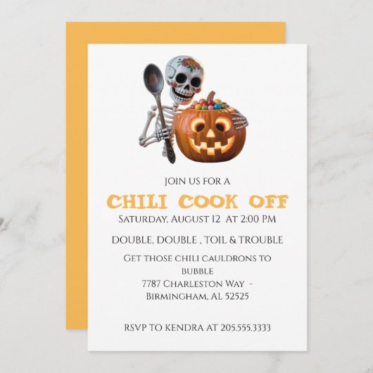  Chili Cook Off Halloween 招待状 (正面/裏面)