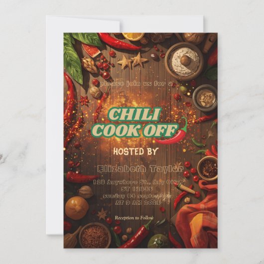 Chili Cook Off Party Invitation 招待状 (正面)
