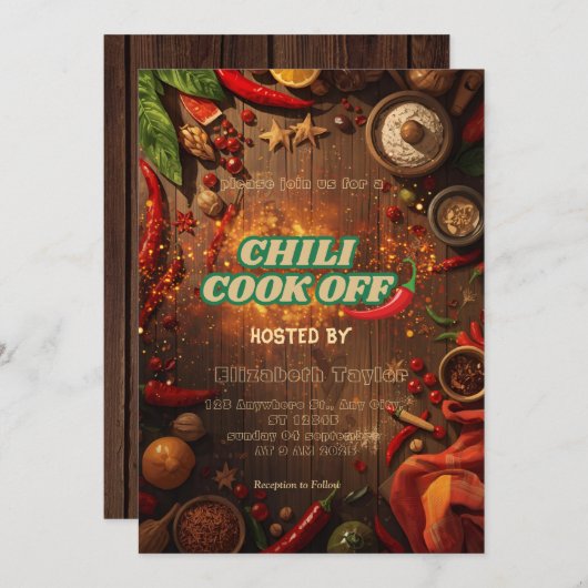 Chili Cook Off Party Invitation 招待状 (正面/裏面)