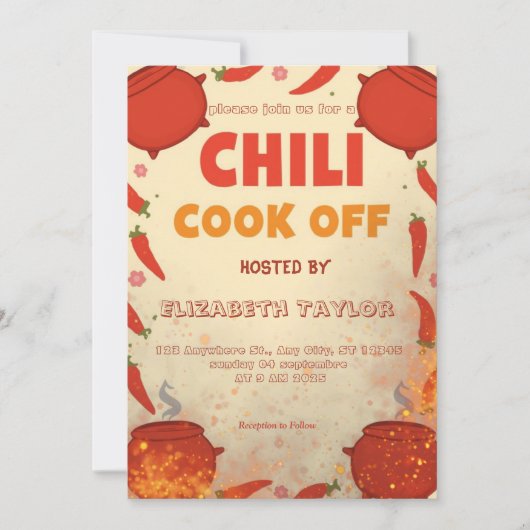 Chili Cook Off Party Invitation 招待状 (正面)