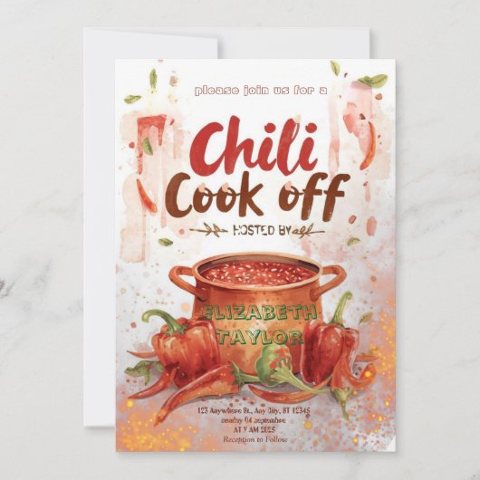 Chili Cook Off Party Invitation 招待状 (正面)