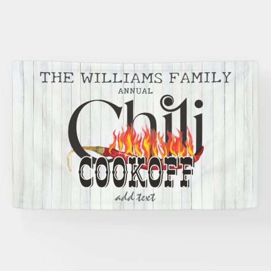Chili Cookoff Cook Off Contest Rustic Family Party 横断幕 (横)
