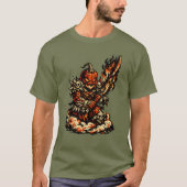 Chili Fire Demon Halloween — Dark Warrior Retro  Tシャツ (正面)