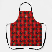 Chili Pepper Buffalo Plaid Pattern Black and Red  エプロン (正面)
