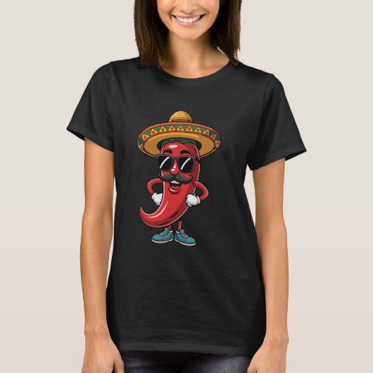 Chili Pepper Cinco De Mayo Spicy Tシャツ (正面)