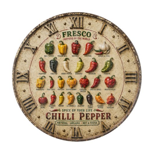 Chili Pepper Kitchen Rustic Farmhouse Chef Gift カッティングボード (正面)