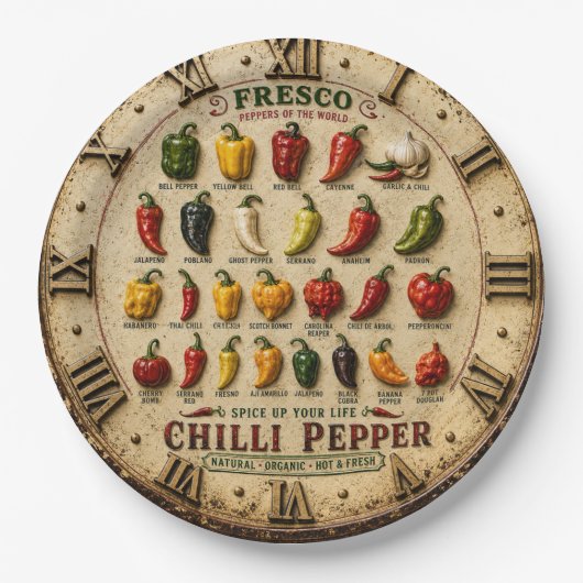 Chili Pepper Kitchen Rustic Farmhouse Chef Gift ペーパープレート (正面)