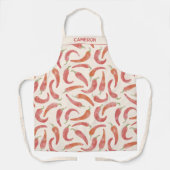 Chili Pepper Red Cream Watercolor Personalized エプロン (正面)