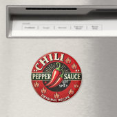 Chili Pepper Sauce Metal Wall design Sign マグネット (インサイチュ (食洗機))