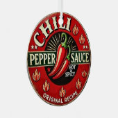 Chili Pepper Sauce Metal Wall design Sign メタルオーナメント (正面右)