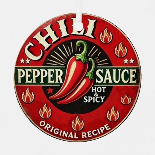 Chili Pepper Sauce Metal Wall design Sign メタルオーナメント (正面)