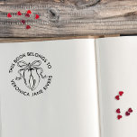 Chilies with Bow Spicy Belongs to Book Plate セルフインキングスタンプ<br><div class="desc">Bookplate self inking stamp for your spiciest books with a pair of chili peppers tied with a pretty bow. Personalize the spicy book stamp with your name. The illustration is hand-drawn in a coquette style.</div>