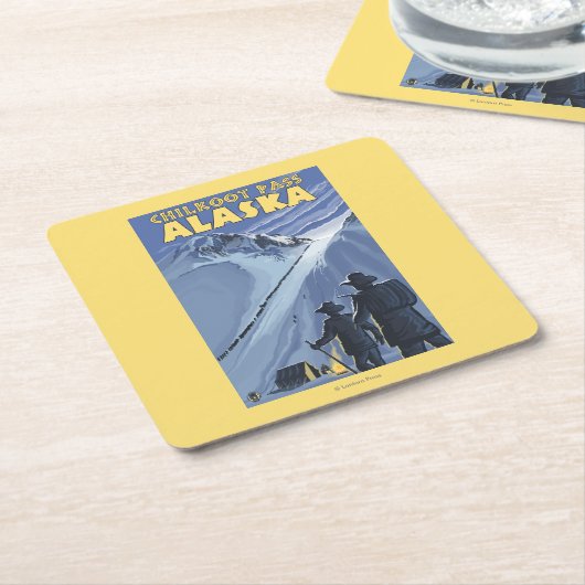 Chilkootのパス、アラスカの金炭坑作業員 スクエアペーパーコースター (アングル)