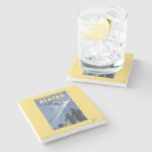 Chilkootのパス、アラスカの金炭坑作業員 ストーンコースター (横)