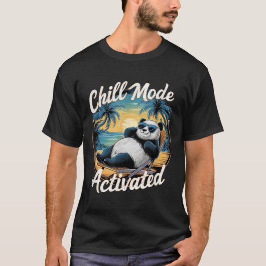 ChillモードSでおもしろいのパンダチリングを起動 Tシャツ (正面)