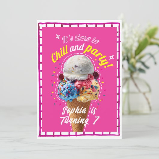 Chill and Party Ice Cream Birthday 招待状 (スタンド正面)