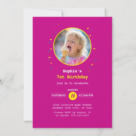 Chill and Party Ice Cream Birthday 招待状 (裏面)