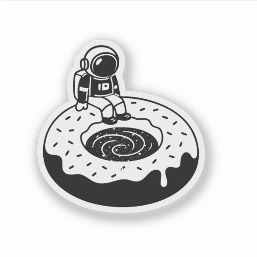 Chill Astronaut on Donut Black Hole – Space Doodle シール (正面)