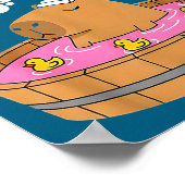 Chill Bath Tub Capybara Sauna 67 Relaxed Animal Fu ポスター (角)