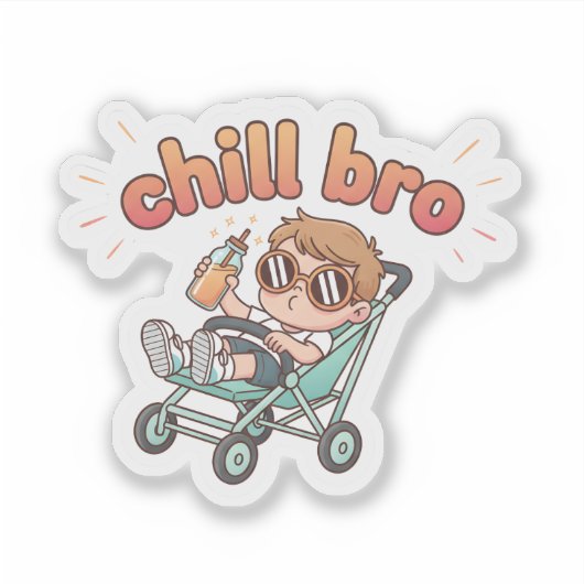 Chill Bro Funny Baby Sticker – Cool Toddler in Str シール (正面)