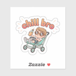Chill Bro Funny Baby Sticker – Cool Toddler in Str シール