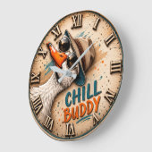 Chill Buddy Funny Goose ラージ壁時計 (傾斜)