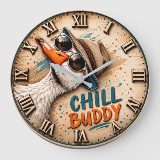 Chill Buddy Funny Goose ラージ壁時計 (正面)