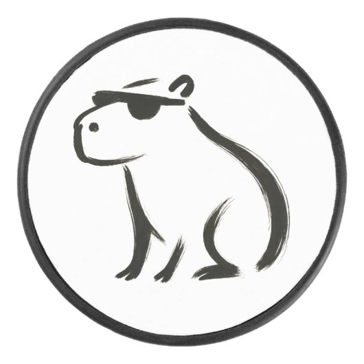 Chill Capybara – インクブラシデザインオン アイスホッケーパック (正面)