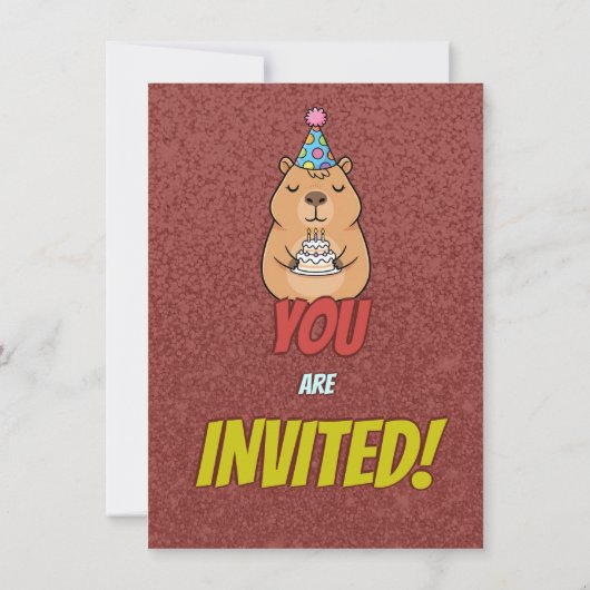Chill Capybara Adult Birthday Invite 招待状 (裏面)