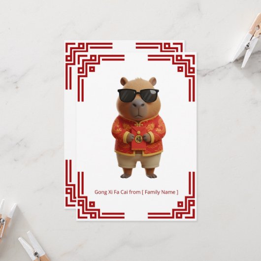 Chill Capybara Gong Xi Fa Cai Card カード (正面/裏面インサイチュ)