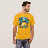 Chill Cat Beach Day Cartoon T-Shirt-Fun Summer Tee Tシャツ (正面フル)