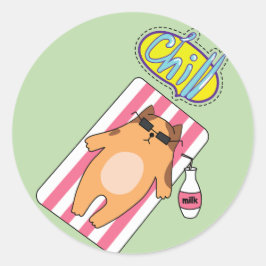 CHILL CAT POOL TIMEクラシック Roundステッカー ラウンドシール