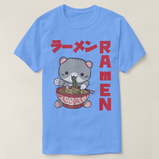 Chill Cat Ramen Anime Noodles Kawaii Japanese Sket Tシャツ (デザイン正面)