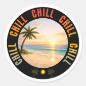 Chill Chill Chill Sunset Beach ラウンドシール (正面)