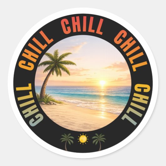 Chill Chill Chill Sunset Beach ラウンドシール (正面)