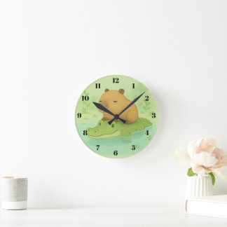 Chill & Cute：カピバラ&ワニミームホーム ラウンド壁時計