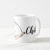 Chill Dog Mug – かわいい怠け猫ラインアート コーヒーマグカップ (正面右)