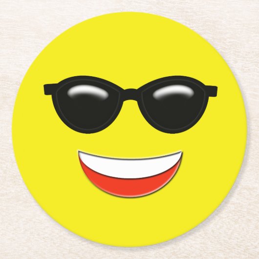 Chill Emoji ラウンドペーパーコースター (正面)