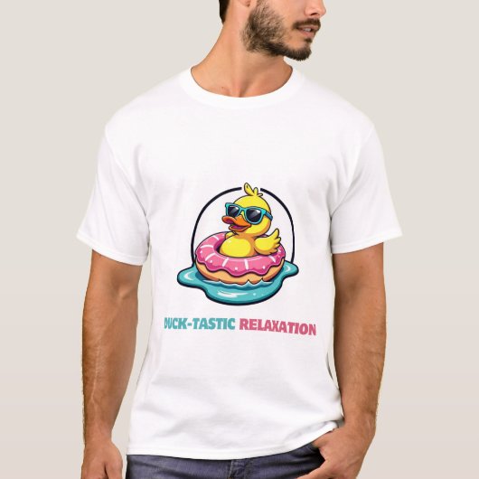 Chill & Float - リラックスs Duck Swimming Collection Tシャツ (正面)