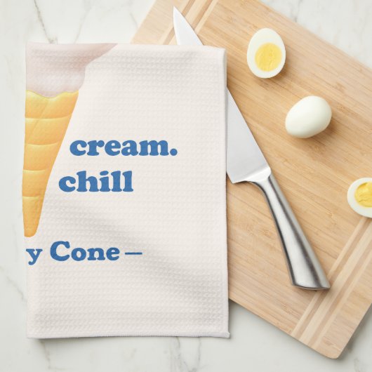 Chill Float Mode: Not Just Cream Dog Ice Cream キッチンタオル (四つ折り)